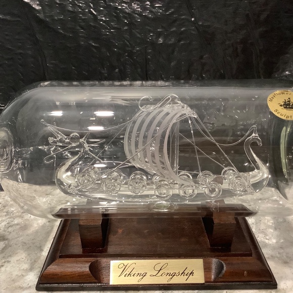 Hand Blown Mayflower Glass Collection Ship in a Bottle Viking Longship - Picture 3 of 7
